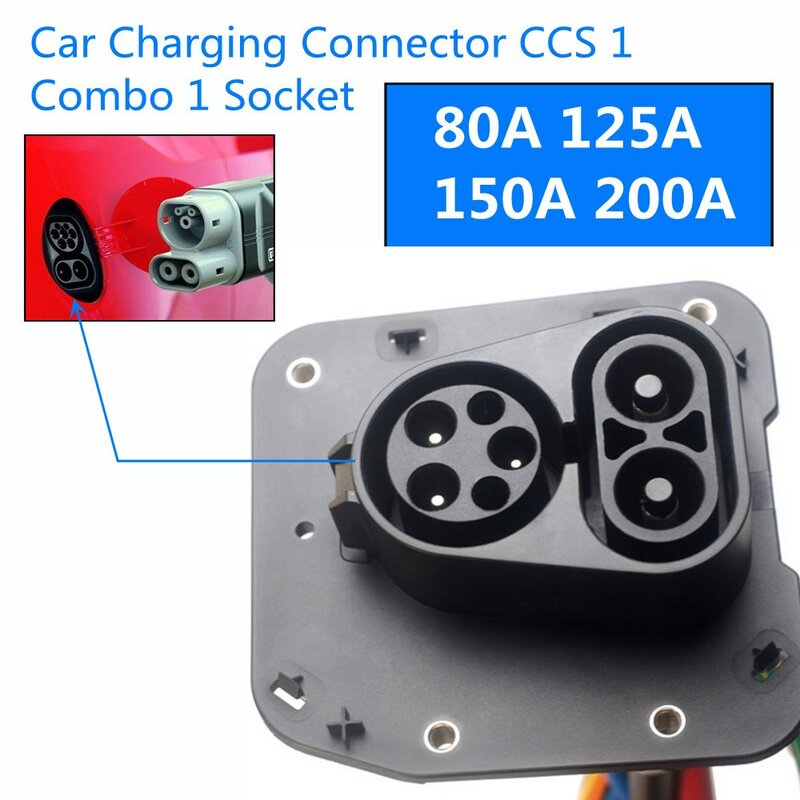 Conector de carga para coche CCS 1 Combo 1 enchufe DC EV cargador 80A 125A 150A 200A IEC 62196-3 entrada con Cable medidor I