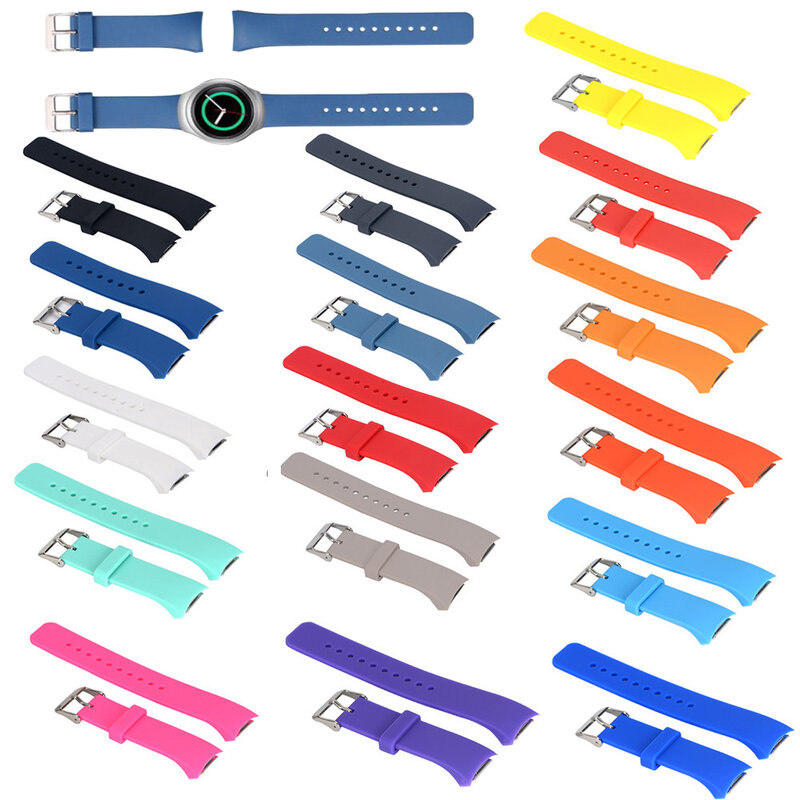 For Samsung Gear S2 SM-R720 watch strap Silicone Solid color sport watchband Strap with connector For Samsung Gear S2 R720 strap
