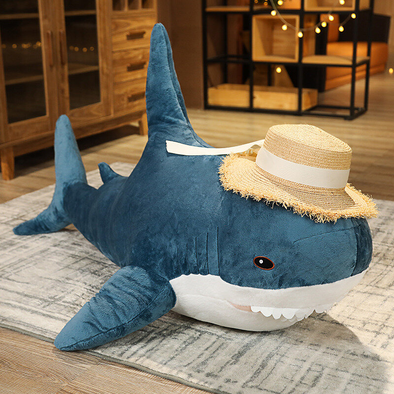 Tiburón gigante de peluche suave, muñeco de Animal de peluche, almohada de lectura para regalos de cumpleaños, juguetes Speelgoed Kawaii para niñas y niños