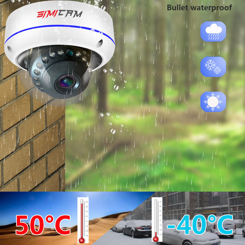 SIMICAM 4K 8MP Sicherheit IP Dome Metall shell PoE Kamera Onvif H265 3840x2160 100ft Menschliches IR Nacht vision Audio Video Überwachung
