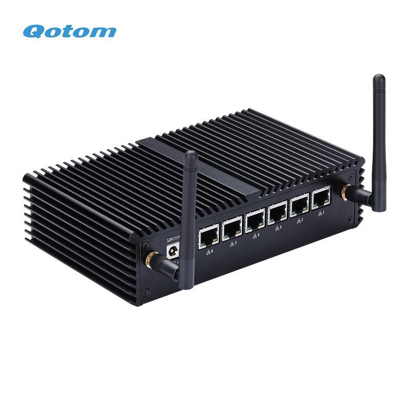 Qotom-Soft Firewall Router, Mini PC, 6x Intel, 1G LAN, Core i3-7100U, RAM DDR4, SSD mSATA, Wi-Fi