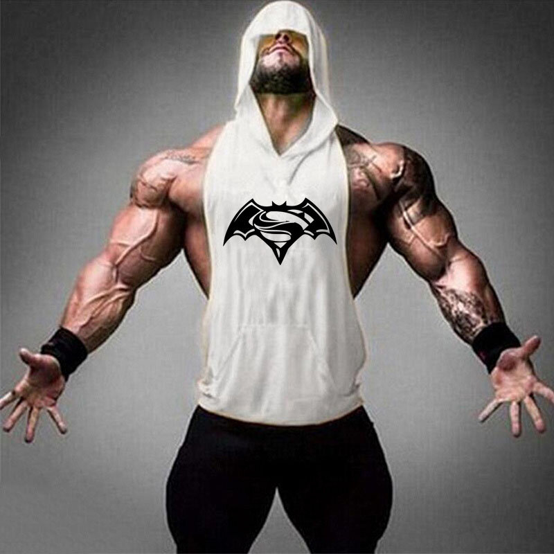 Batman Men's Cut Out Sleeveless shirt Gyms Stringer Vest Workout shirt Muscle Tees Bodybuilding Tank Top Fitness Clothing