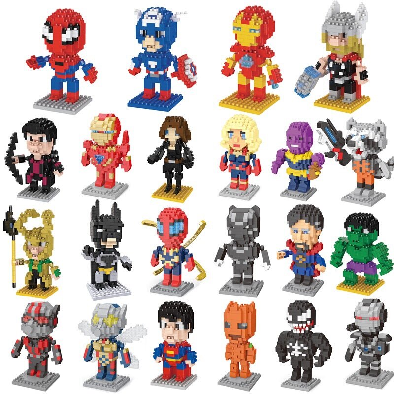 Disney klocki Avengers Micro Diamond małe elementy zmontowane klocki Iron Man zabawkowy pająk DIY klocki