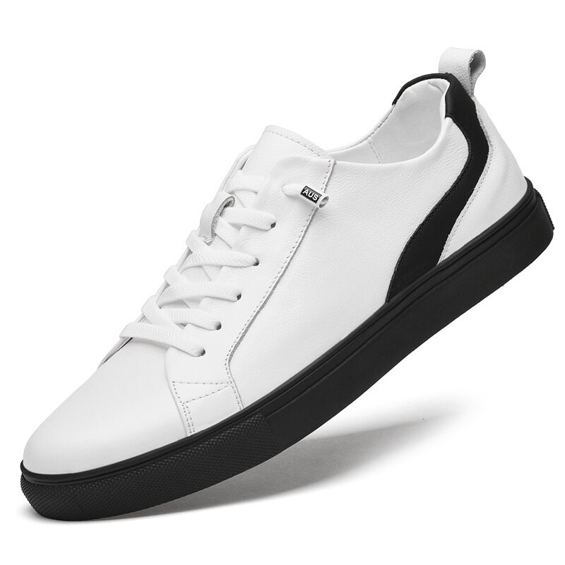 Echt Lederen Schoenen Casual Sneakers Mannen Schoenen Comfortabele Kwaliteit Schoenen Mannen Koreaanse Versie Witte Schoenen