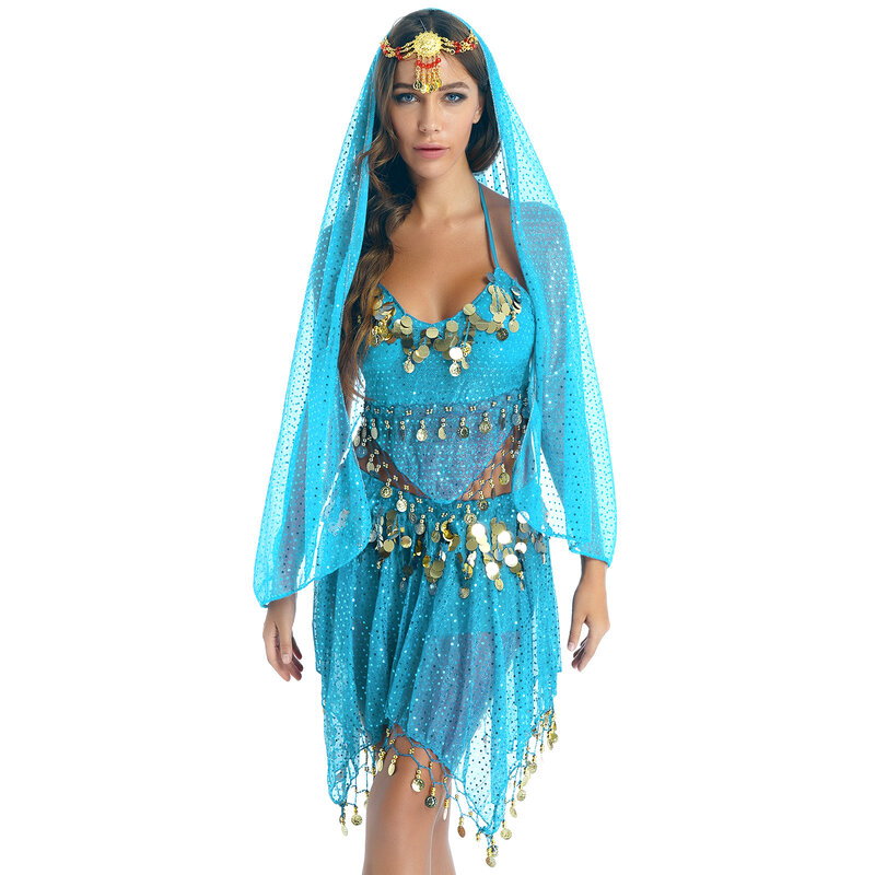 Set kostum tari perut wanita kostum tari perut Mesir gaun Bellydance wanita Oriental