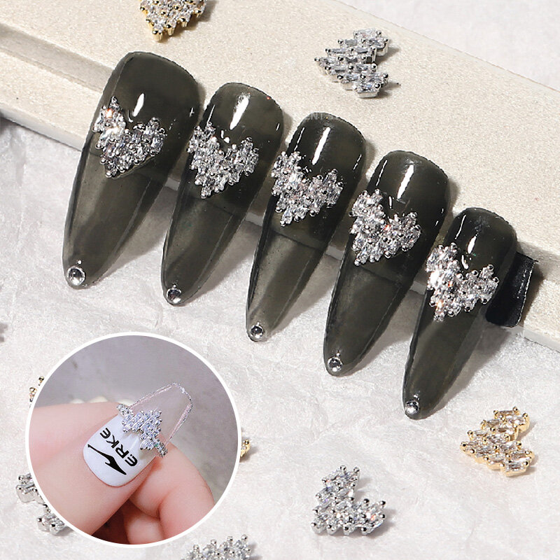 HNUIX 2 штуки 3D металлический Циркон дизайн ногтей в форме сердца украшения для ногтей высшее качество Кристалл Маникюр Циркон алмазные подве...