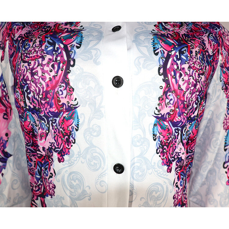 Pyama-Conjunto de ropa interior para mujer, camisa de manga 3/4 con botones y pantalón de chándal, con estampado de taladro en caliente, color blanco