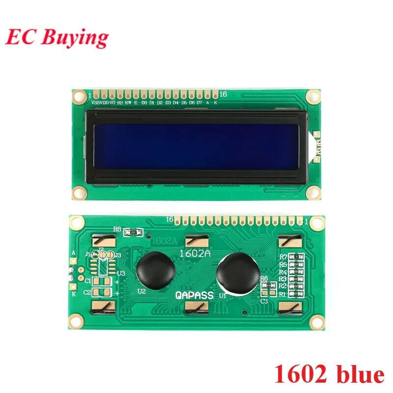 LCD 모듈 1602 디스플레이 모듈 IIC I2C, 아두이노 블루 옐로우 그린 스크린 소켓, 1602A, J204A, 2004A, 12864, LCD1602, 3.3V, 5V