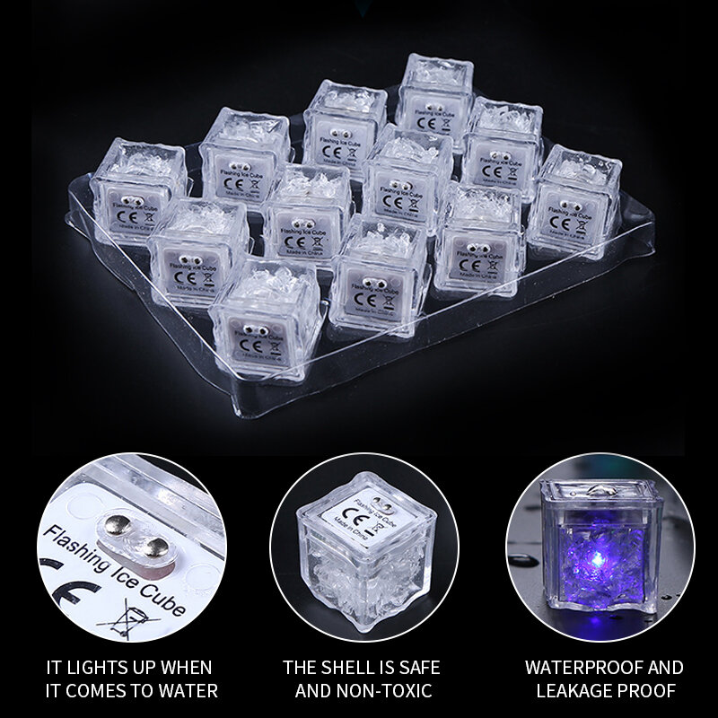 12 sztuk nowość kostki lodu lampa LED Luminous Ice Cube lampka nocna Light-Up Bar kubek ślubny wystrój lampy nowy Glow zaopatrzenie firm