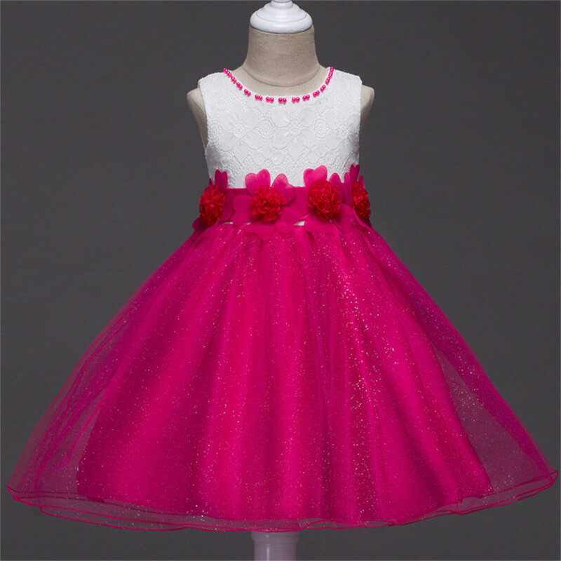 Kwiatowe dziewczęce tiulowe sukienki koronkowe ślubne różowa spódnica kwiatowe dziewczęce sukienki w magazynie бантики для девочек urodziny bankietowe dziewczyny