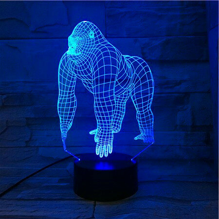 2019 animal orangotango gorila chimpanzé 3d usb lâmpada led 7 cores mudando humor ilusão mesa decoração noite luz 538