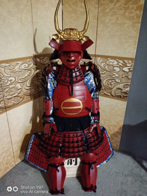 Armure générale japonaise, armure de samouraï rouge, accessoire de scène de film de l'armée, costume portable