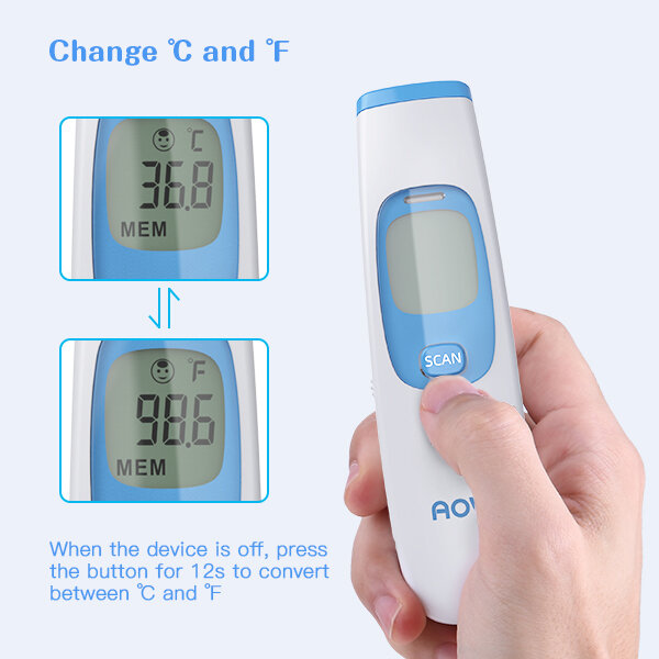 Aov profissional termômetro infravermelho digital temporal 1 segundo termômetro de medição de temperatura com indicador de febre