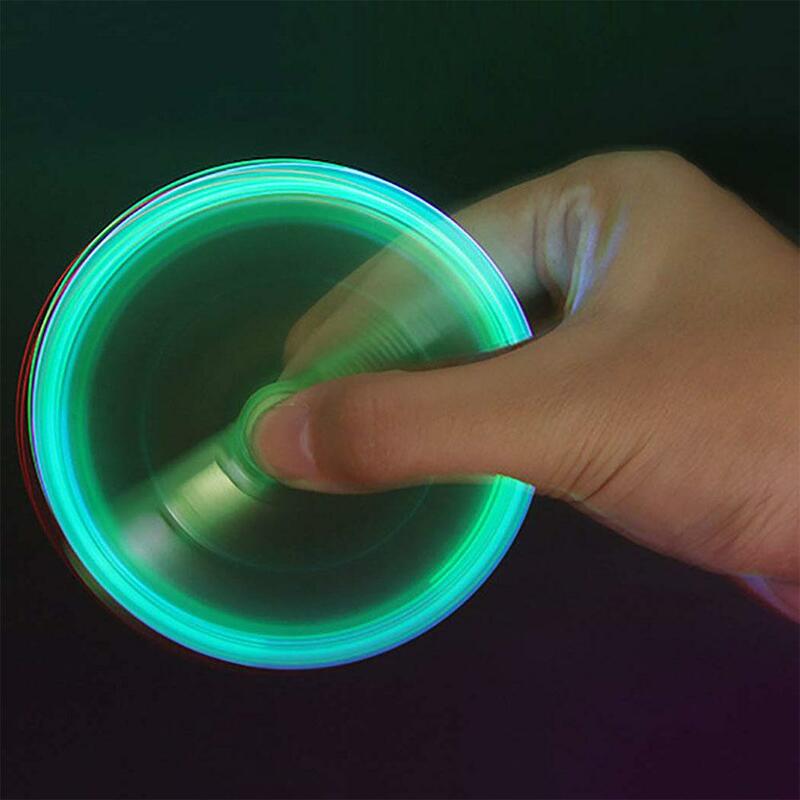 Pena Bolpoin Lampu LED Bercahaya Spinner Fidget Spinner Tangan Atas Bersinar Dalam Gelap EDC Spinner Jari Jari Bantuan Stres Pena Mainan