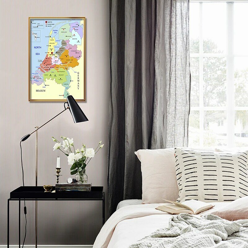 Affiche murale série hollandaise, toile carte s des pays-bas 42x59cm, peinture murale claire et facile à lire pour fournitures scolaires