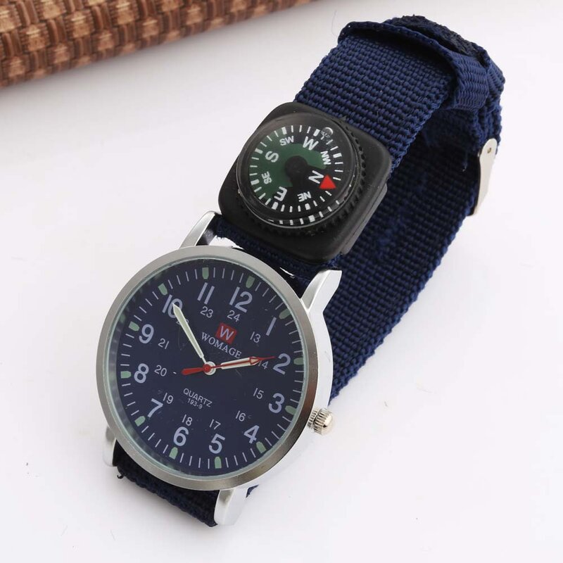 Womage zegarki dla dzieci moda dziecięca Outdoor Sports zegarki chłopcy oficer wojskowy pasek do zegarka z materiału Kid Watch relogio masculino