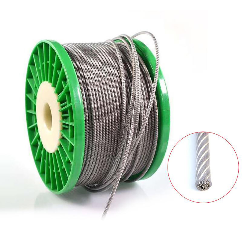 Cuerda de alambre de acero inoxidable 304 recubierta de PVC, Cable Flexible tendedero de 7x7, 0,8mm, 1mm, 1,2mm-5mm, Cable suave transparente