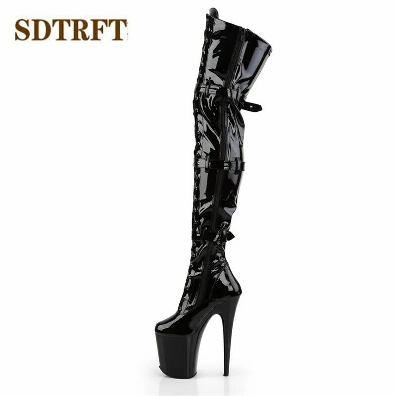SDTRFT Thương Hiệu 20Cm Mỏng Giày Cao Gót Trên Đầu Gối Giày Nền Tảng Unisex Botas Mujer Nữ Tặng BƠM BỂ Nữ Khóa đảng Giày
