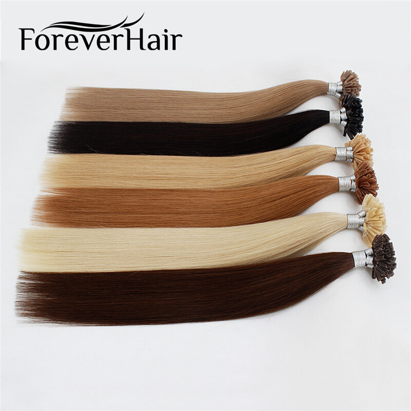 FOREVER HAIR U-Nail-Tip Real Remy Pre Bonded Keratin Hair Extensions capelli naturali su capsule Fusion Hair 0.8 g/s 16 "18" 20 "22"