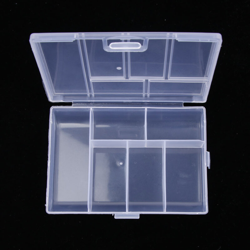Caja de almacenamiento transparente de plástico, dispensador de Clips, contenedor de colección de 6 rejillas, estuche para papelería, cinta Washi, píldora para monedas