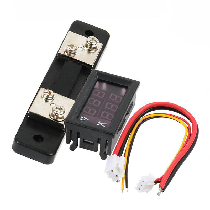 デジタル電圧計0-100v1a,10a,50a,100A,LED,デュアルディスプレイ,デジタル電流および電圧計