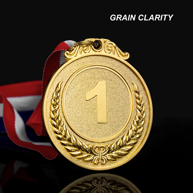 3 Buah Medali Penghargaan Logam Medali Olahraga Penghargaan Akademisi Setiap Kompetisi Permainan Medali dengan Pita Leher Emas Perak Perunggu Gaya
