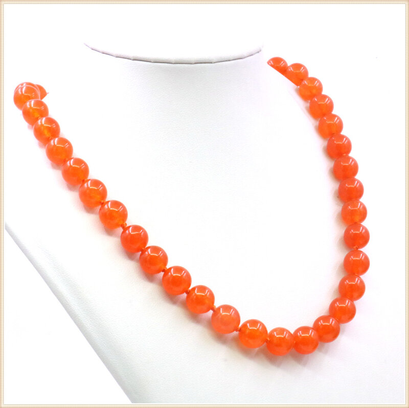 8 10มม.สีส้ม Jades Chalcedony สร้อยคอหินธรรมชาติพวงมาลัย Clasp อุปกรณ์เสริมผ้าผูกคอผู้หญิงเครื่องประดับทำออกแบบ
