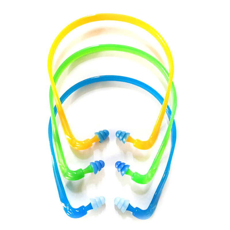 Tapones para los oídos con cable de silicona, protección auditiva reutilizable para nadar, reducción de ruido, 1 unidad