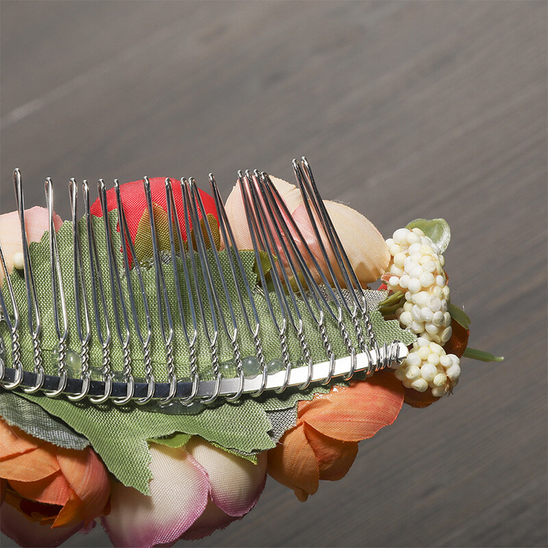 MOLANS Chic Flower Hair Comb Stimulation Natural Berries Floral Headpieces Exquisite Rose Leaf Accessories Bride Wedding