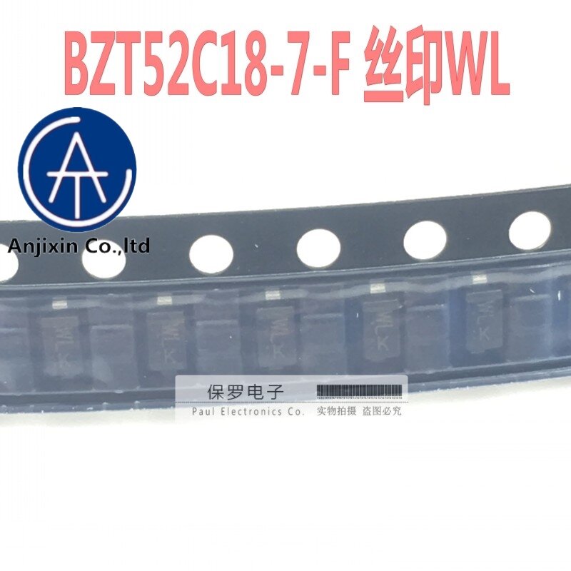 10pcs 100% originale e nuovo SMD Zener diodo BZT52C18-7-F 18V serigrafia WL SOD-123/1206 stock reali