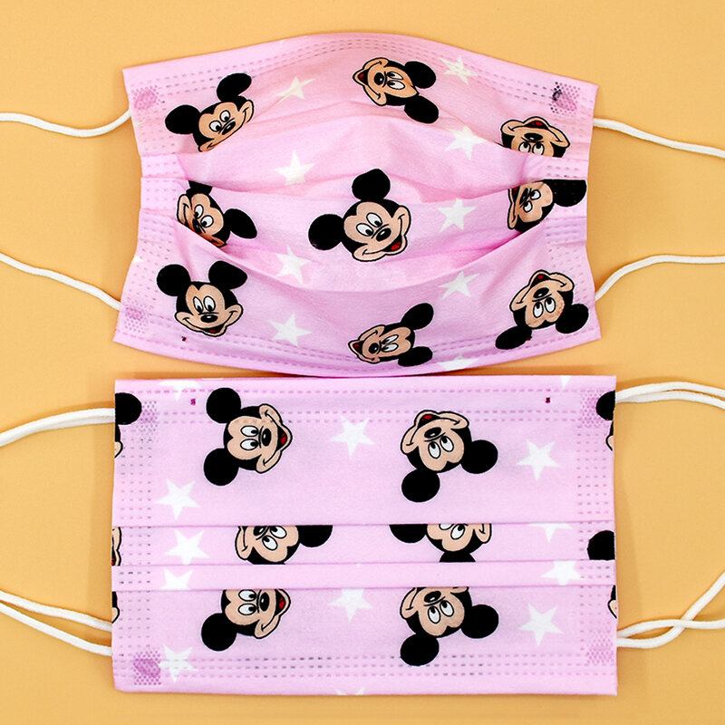 Mascarilla desechable de Disney para niñas, protector facial de dibujos animados de Minnie, color rojo y rosa
