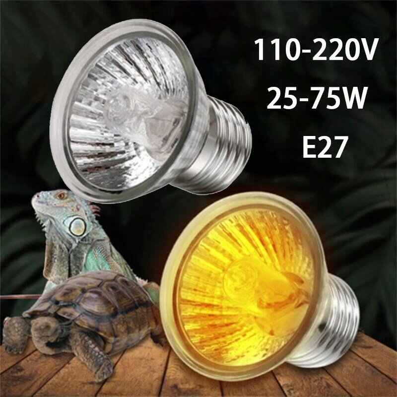 UVA Heat Lamp for Pet, Reptile Heater, Turtle, Lizard, Reptile, Bulb Emitter, Basking, Bird, Snake, 110-220V, E27, 25 W, 50 W, 75W