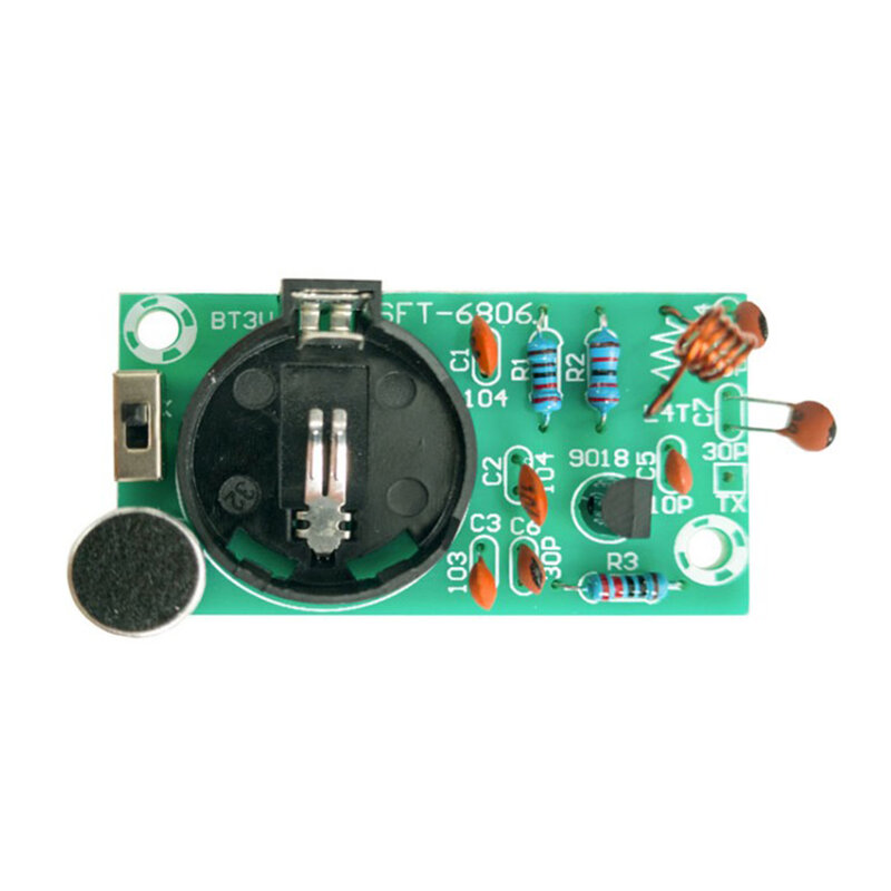 Transmissor de rádio fm diy kit com microfone ajustável 88-108mhz transmissor sem fio dc 3v diy prática de solda