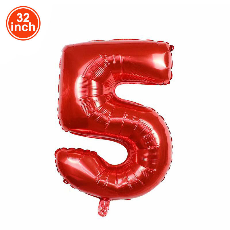 Globos de números de 32 pulgadas para niños, suministros de decoración para fiesta de cumpleaños, color verde, azul, rojo, rosa, dorado y negro, número 5