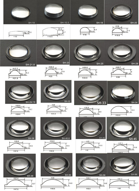 PMMA 플라노 볼록 아크릴 콘덴서 렌즈, 줌 손전등 토치, 자전거 헤드 램프, 스포트라이트 DIY, 10 ~ 50mm