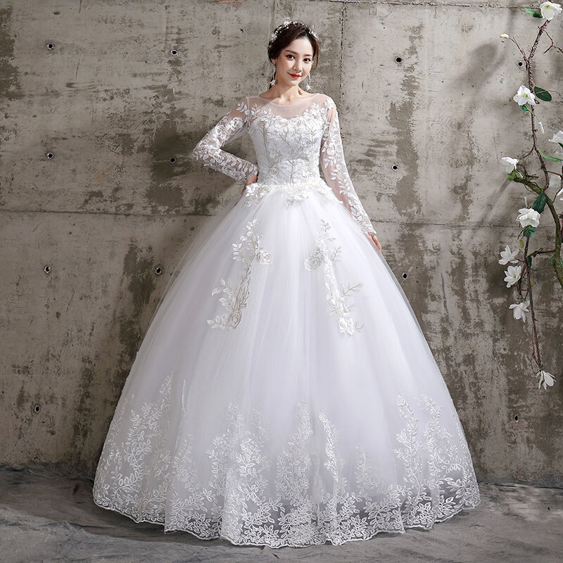 Suknia ślubna 2023 nowy Birde suknia z długim rękawem luksusowe koronkowe suknie ślubne Vestido De Noiva szata De Mariee Plus rozmiar