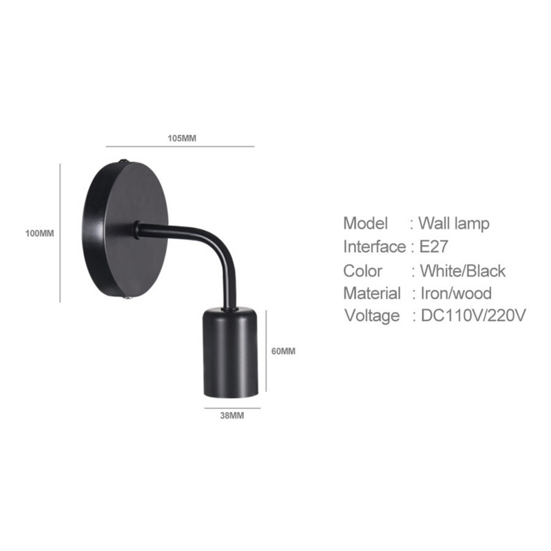 Lámpara de pared moderna de estilo nórdico, accesorio de iluminación Industrial de hierro negro para interior, mesita de noche, baño y dormitorio, E27