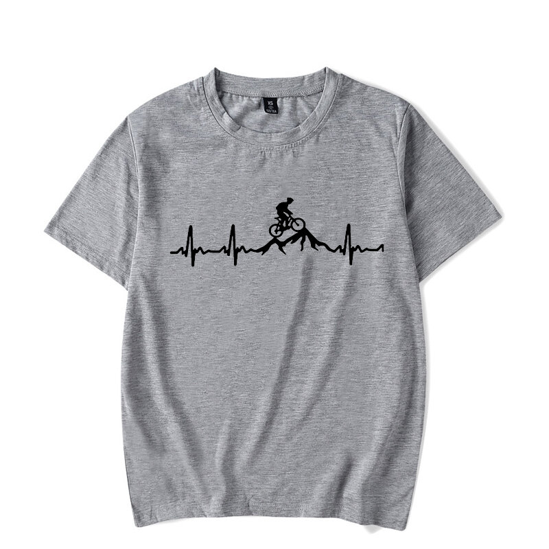 Kaus Merek Pria Kaus Musim Panas Bercahaya Grafis Print Bersepeda Detak Jantung Sepeda Gunung Kaus Streetwear Ulzzang Harajuku