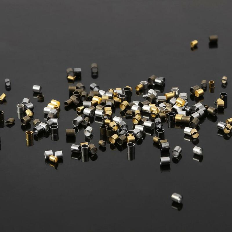 500pcs/bag 1.5/2.0mm Gold Silver Copper Tube Crimp End Beads Stopper Spacer Beads For Jewelry Making Findings Supplies Necklace