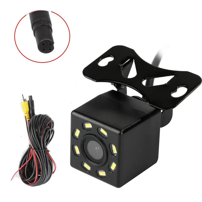 Kamera spion mobil Universal 12 LED, kamera mundur parkir cadangan penglihatan malam tahan air 170 sudut lebar gambar warna HD