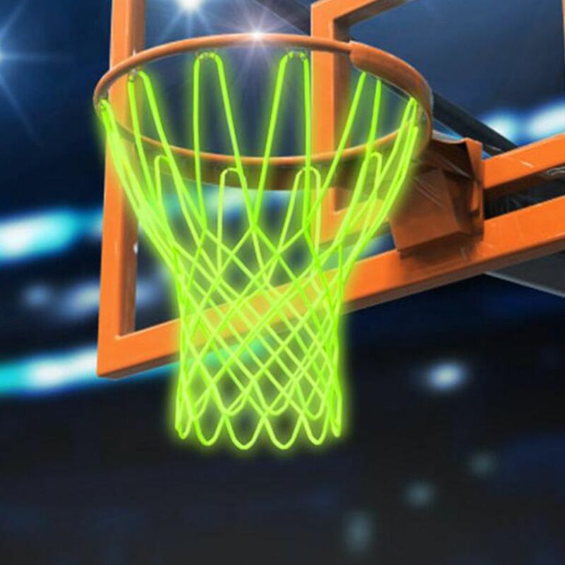 Accesorios deportivos estándar para exteriores, Red de baloncesto fluorescente que brilla en la oscuridad, aro de baloncesto luminoso