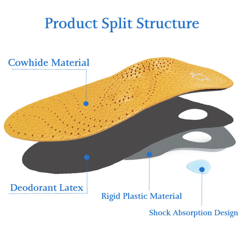 KOTLIKOFF soletta plantare in pelle di alta qualità per supporto arco piede piatto solette ortopediche in Silicone da 25mm per uomo e donna