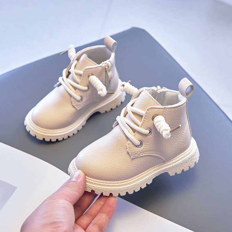 Dzieci wiosna jesień krótkie buty chłopcy moda stałe brytyjskie buty dziewczyny moda ciepłe krótkie buty dziecko jakości skórzane buty