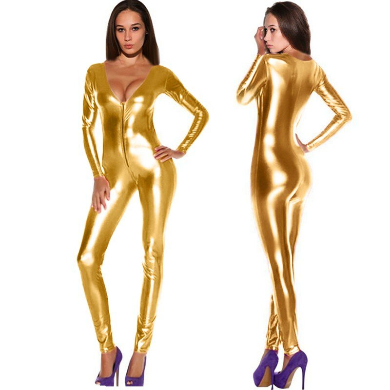 High Quality Sexy Catsuit Faux Leather Bodysuit Bodycon Jumpsuit Clubwear Leotard Colors Halloween Costume For Women Cosplay PVC