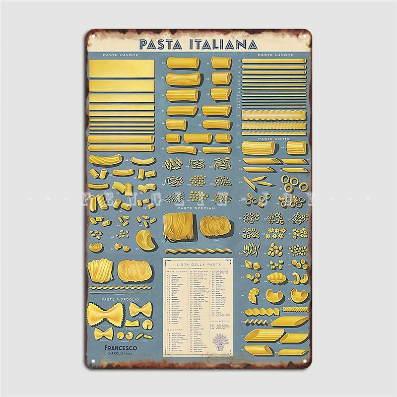 Pósteres de Metal con impresión de letreros de Pasta Italiana, carteles de lata para fiestas y clubs
