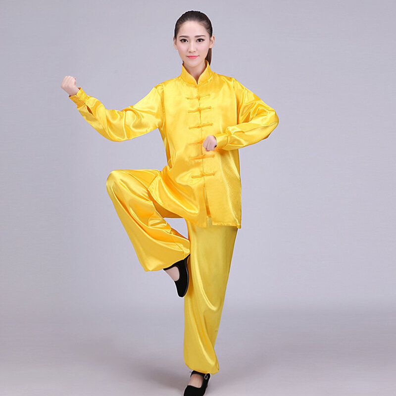 Новинка 2020, традиционная китайская одежда для мужчин и женщин, винтажный однотонный костюм кунг-фу Тай Чи на пуговицах, с воротником-стойкой, одежда для упражнений