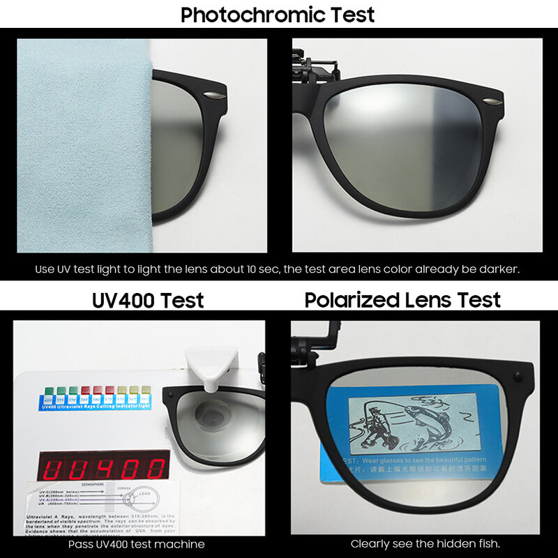 VIVIBE-フォトクロミック偏光レンズ,サングラスクリップ付き,運転用,クリップ付き,男性と女性用,クリップ付き,ファッショナブルな製品,2024