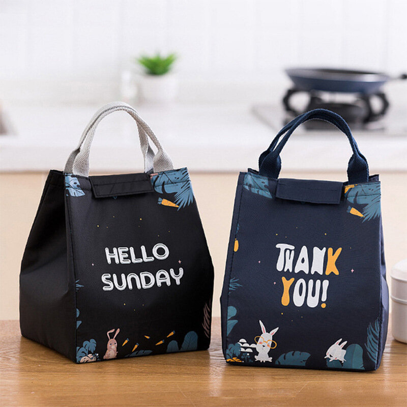 Cute Lunch Box Thermal Bags Portable Insulated Cooler Food Carrier Large Capacity Handbags for Women Picnic Bento Bag Container