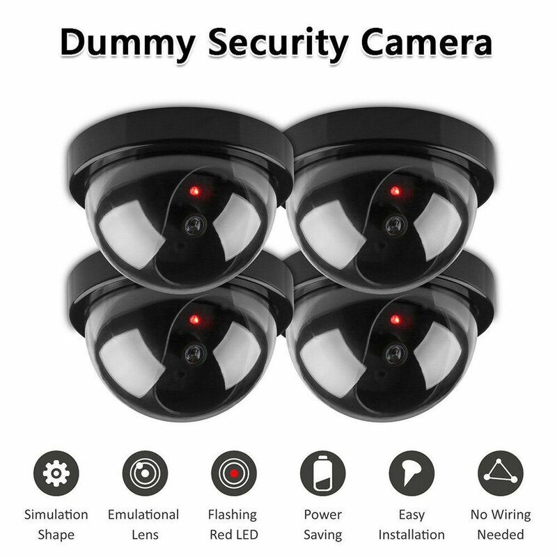 Dome Simulation Burglar Alarm Camera Fake Webcam Smart Indoor/Outdoor Dummy Surveillance Camera LED Emulate CCTV for Warning