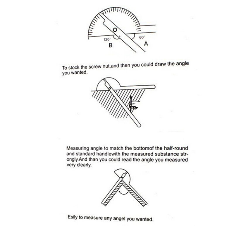 Règle rotatoire de trouveur de rapporteur de 180 degrés d'acier inoxydable de 1pc pour l'outil de mesure de travail du bois